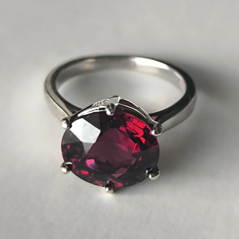 Stunning Top-Grade Natural Rhodolite Raspberry Garnet In Sterling Silver Ring - Picture 6 of 10